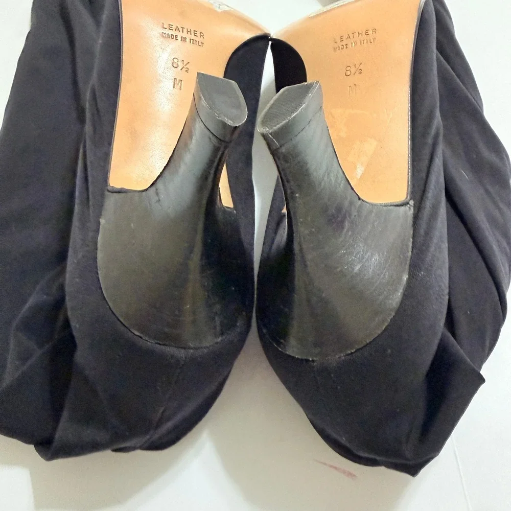 Anne‎ Klein Couture Vintage Black Lycra Thigh High Stocking Sock Boots Sz 8.5M